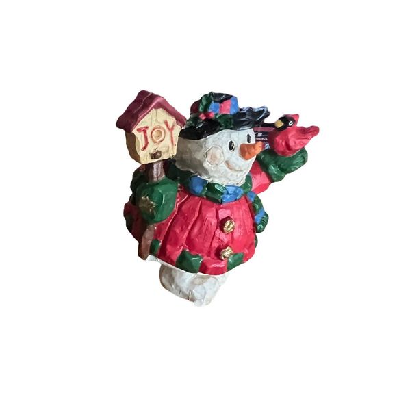 Snowman 3x2.5 Christmas Tree Ornament Moving Legs Red Bird Birdhouse Winter - Picture 3 of 9